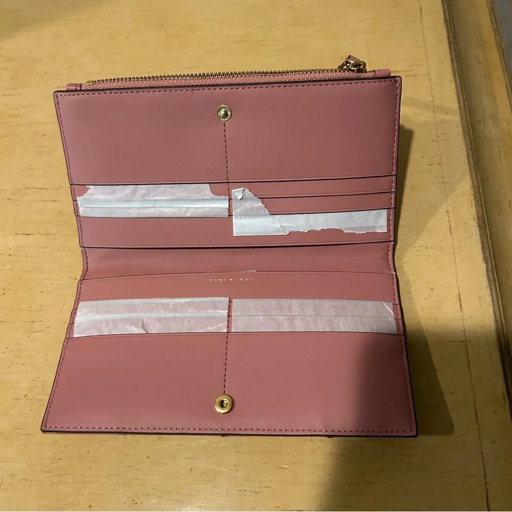 Tory Burch Willa slim glazed quilted leather envelope wallet 89490 - Picture 5 of 8